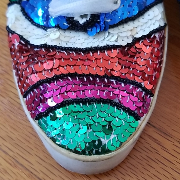 Vintage 1980's Sequin Tennis Shoes - On Your Feet - Picture 3 of 16